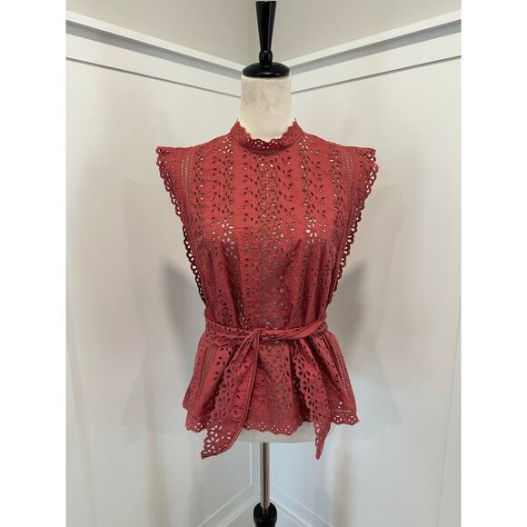 Rebecca Taylor Eyelet Top Size 2 - Picture 1 of 5